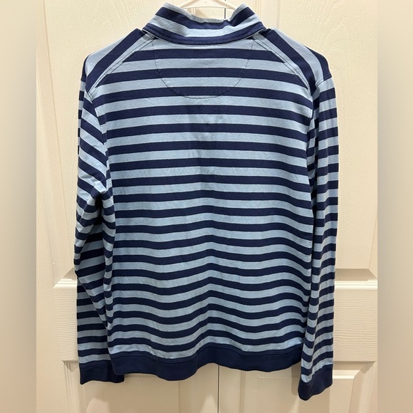 J McLaughlin mens 1/4 zip blue striped pullover top pima cotton spandex sz smal - Picture 3 of 4